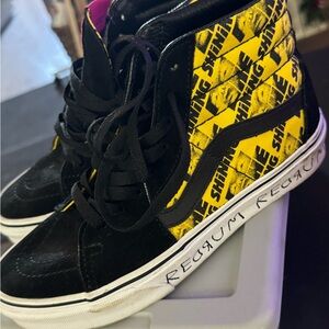 Vans Black and Yellow High-Tops with Graphic Design